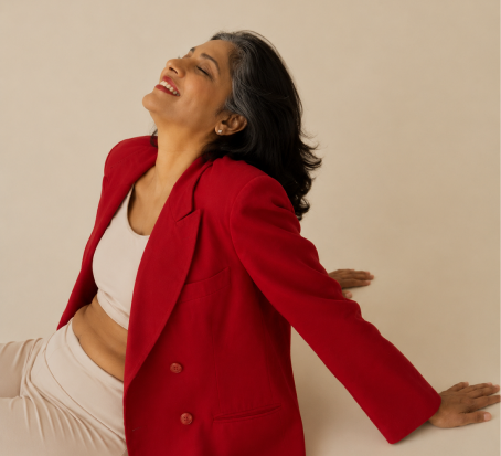 Professional woman in a blazer navigating midlife health