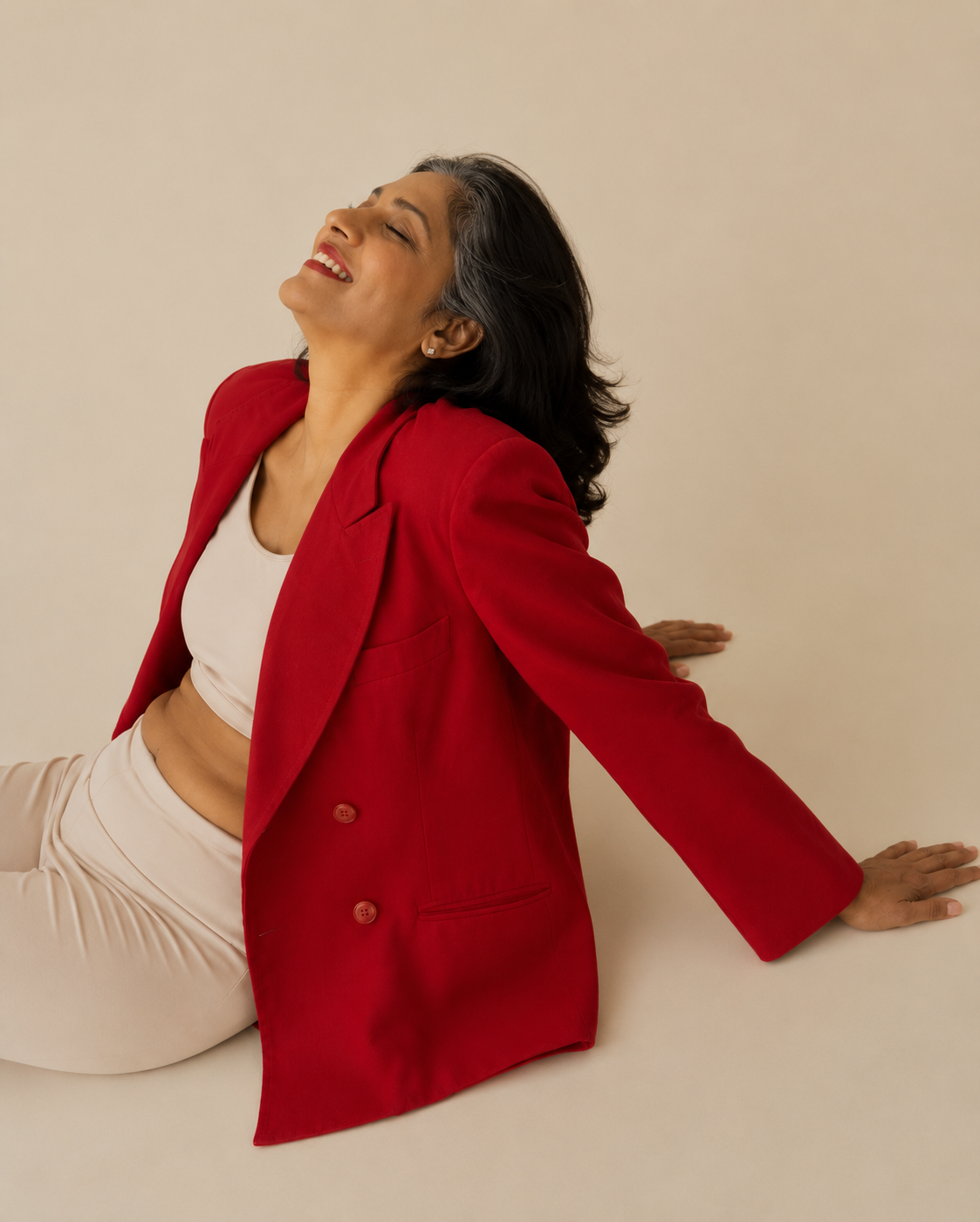 Professional woman in a blazer navigating midlife health