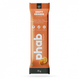 Phab Energy Bars – No Preservatives, No Artificial Sweeteners, Zero Trans Fats & Goodness of Honey: Pack of 6x 35g (ZESTY ORANGE)