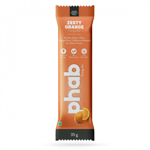 Phab Energy Bars – No Preservatives, No Artificial Sweeteners, Zero Trans Fats & Goodness of Honey: Pack of 6x 35g (ZESTY ORANGE)