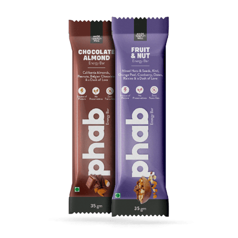 Phab Energy Bars – No Preservatives, No Artificial Sweeteners, Zero Trans Fats & Goodness of Honey (Pack of 6) (Variety Pack)