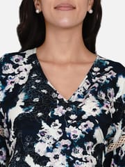 The Kaftan Company-Blue Brushed Floral Maternity and Nursing Wrap Top