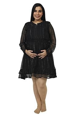 Chicmomz Bling Skater Dress in Black