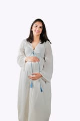 Chicmomz Boho Vibes Maternity Maxi Dress in Bling White