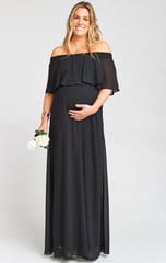 Plum and Peaches Off Shoulder Ruffle Maternity Gown