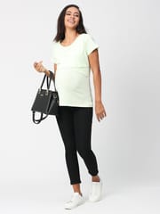 The Mom Store Key Lime Stylized Solid Maternity and Nursing Top