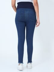 The Mom Store Distress Taped Maternity Denims with Belly Support-Blue
