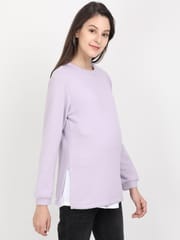 The Mom Store Lilac with White Sleeveless Inner Maternity and Nursing Sweatshirt 2 Piece Set