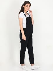The Mom Store Maternity Denim Dungaree with Elasticated Waist Black
