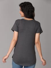 The Mom Store Grey Melange Slub Jersey Maternity and Nursing Top