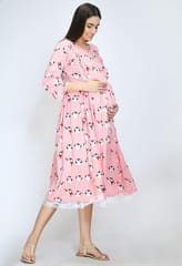 Mometernity Pink Penguin Print Maternity & Nursing Gown