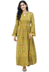 Mometernity Mustard Floral Maternity & Nursing Maxi Kurta Dress