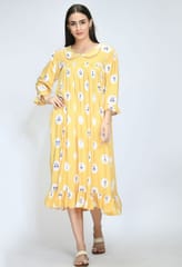 Mometernity Yellow Polka Panda Print Maternity Nursing Gown