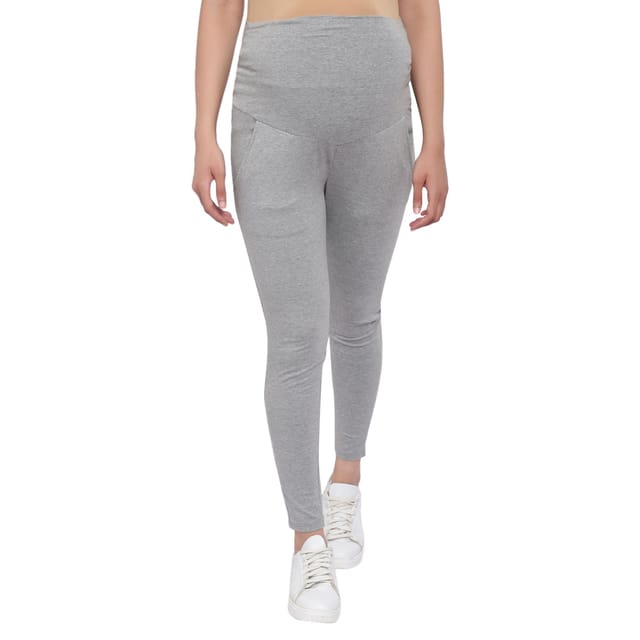 Mometernity Grey Over Belly Maternity Leggings With Pockets