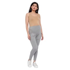 Mometernity Grey Over Belly Maternity Leggings With Pockets