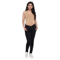 Mometernity Black Under Belly Maternity Leggings with Pockets