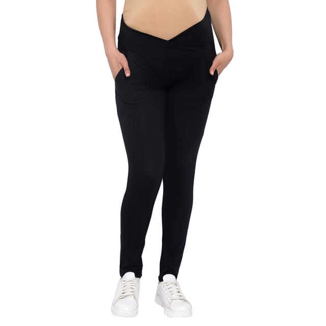 Mometernity Black Under Belly Maternity Leggings with Pockets