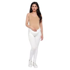 Mometernity Off White Under Belly Maternity Leggings With Pockets