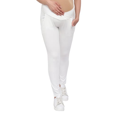 Mometernity Off White Under Belly Maternity Leggings With Pockets