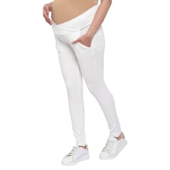 Mometernity Off White Under Belly Maternity Leggings With Pockets