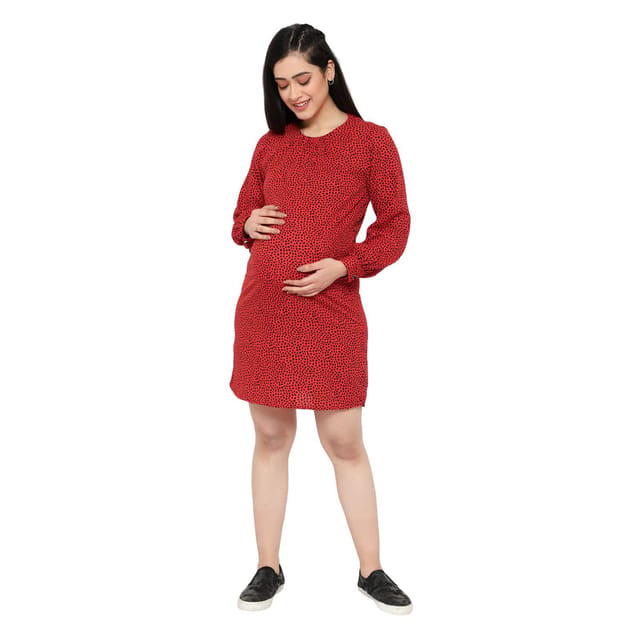 Mometernity Red Polka Dot Maternity Shift Dress