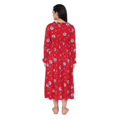 Mometernity Red Floral Ruffle Design Maternity & Nursing Dress