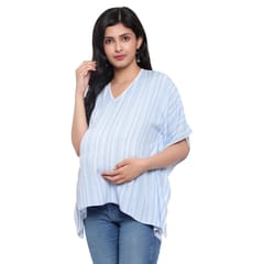 Mometernity Blue Striped Maternity Kaftan Top