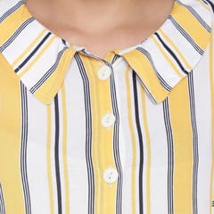 Mometernity Yellow White Striped Ruffle Sleeves Maternity & Nursing Dress