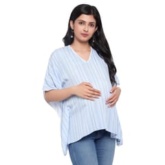 Mometernity Blue Striped Maternity Kaftan Top