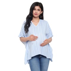 Mometernity Blue Striped Maternity Kaftan Top