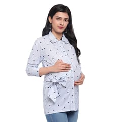 Mometernity Striped Heart Print Maternity & Nursing Shirt