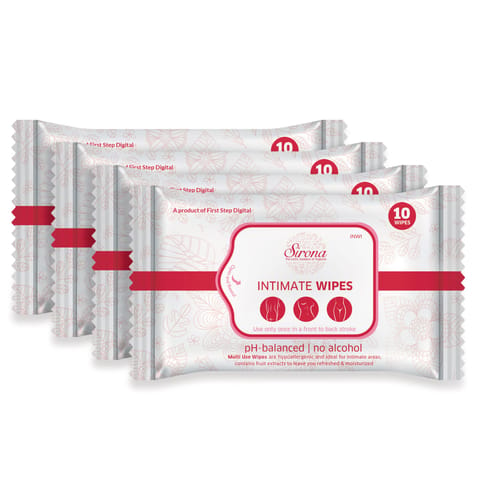 Sirona Intimate Wet Wipes  -  40 Wipes (4 Pack  -  10 Wipes Each)