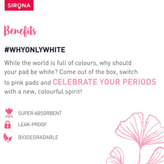 Sirona Natural Biodegradable Super Soft Pink Sanitary Pads/Napkins  -  10 Pieces, Large (L)