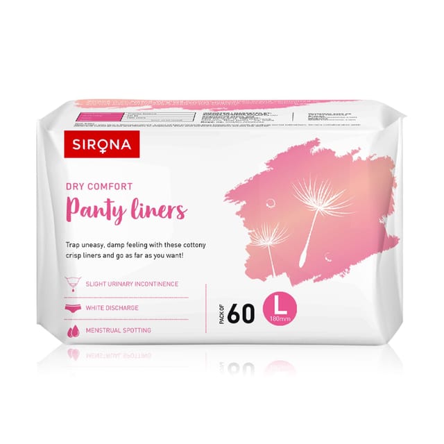 SIRONA Ultra - Thin Premium Panty Liners (Regular Flow) - 60 Counts  -  Large