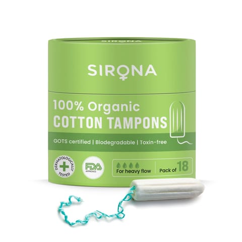 Sirona Heavy Flow Organic Tampons -  18 Pcs