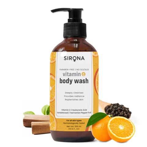 SIRONA Natural Vitamin C Body Wash for Men & Women  -  300 ml