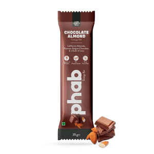 Phab Energy Bars No Preservatives, No Artificial Sweeteners, Zero Trans Fats & Goodness of Honey Pack of 6x 35g (Chocolate Almond)