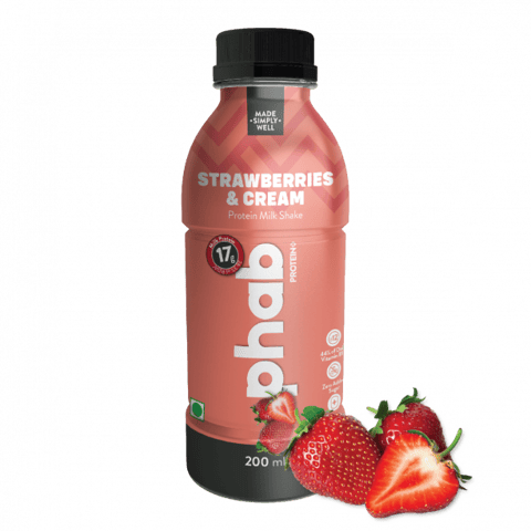 Phab Protein Milkshake with Immunity Boosters � 18g Milk Protein, No added sugar, Vitamin B12 & Calcium Rich: Pack of 6x 200ml (Strawberries & Cream)