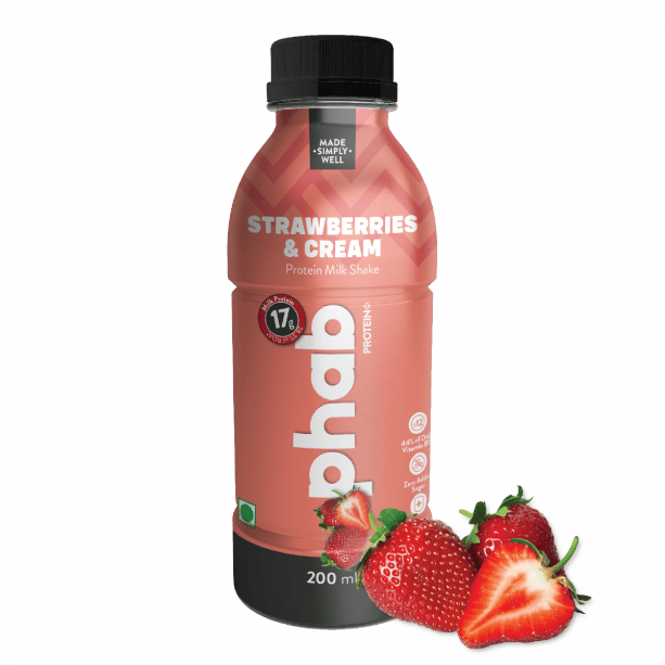 Phab Protein Milkshake with Immunity Boosters � 18g Milk Protein, No added sugar, Vitamin B12 & Calcium Rich: Pack of 6x 200ml (Strawberries & Cream)