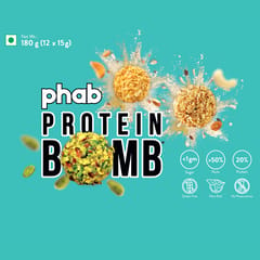 Phab Protein Bombs : >50% Nuts, 20% Protein, <1gm Sugar - Pack of 12x 15gm(Cashew Raisin)