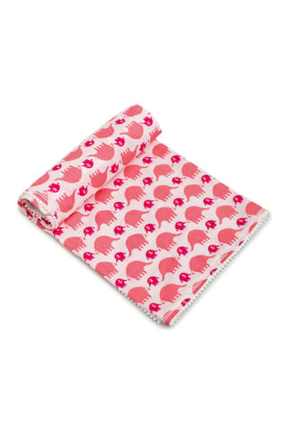 The Mama Project Pink Elephant Love Organic Muslin Blanket