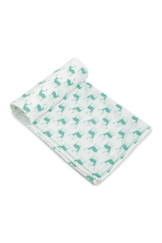 The Mama Project Wanderlust With Reindeers Organic Muslin Blanket