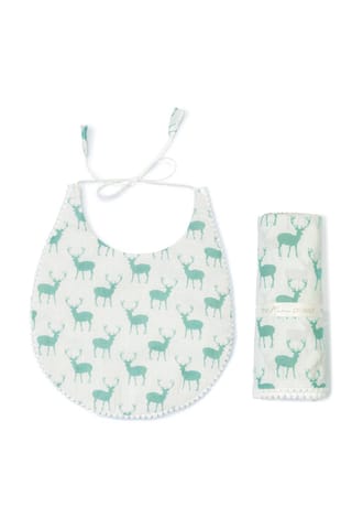 The Mama Project Wanderlust With Reindeers Swaddle & Bib Bundle