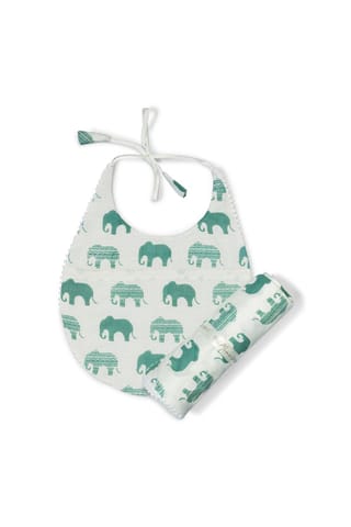 The Mama Project Elephant Parade Swaddle & Bib Bundle