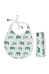 The Mama Project Elephant Parade Swaddle & Bib Bundle