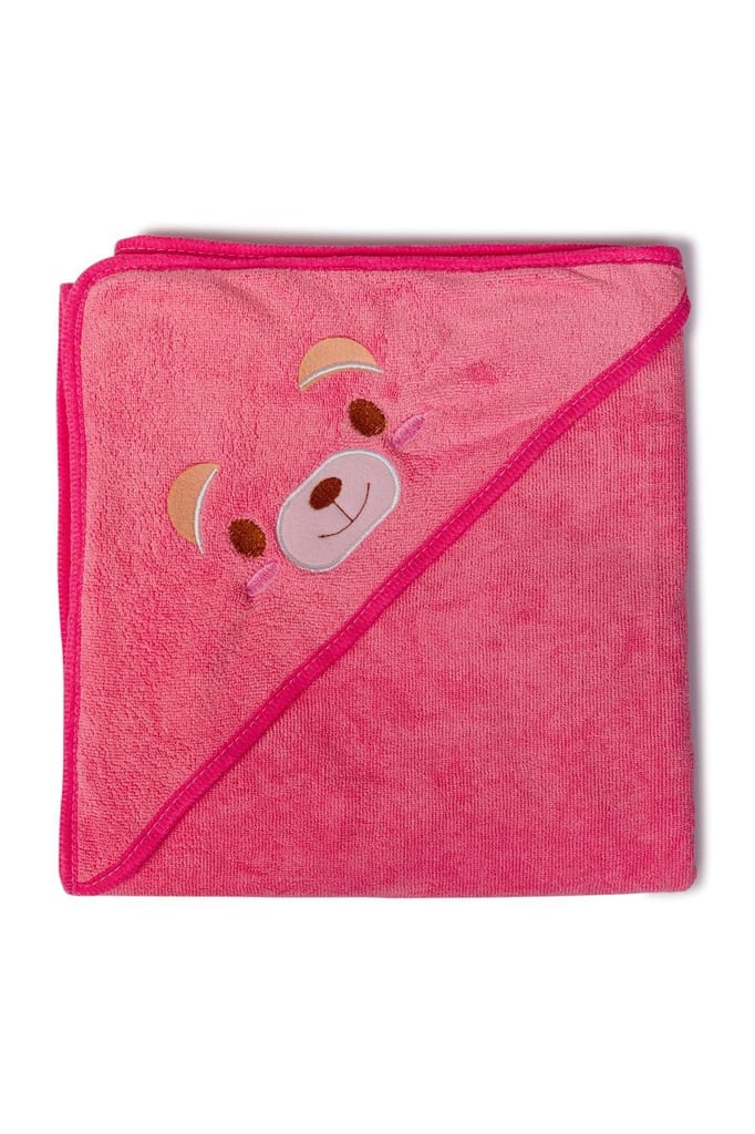 The Mama Project Mama Bear Soft Hooded Baby Towel- Baby Pink