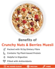 True Elements Crunchy Nuts & Berries Muesli, with Almonds and Cranberries 400gm