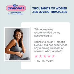 TRIMACARE™ 1 Prenatal Vitamins for Pregnancy with folic acid, DHA, Iron, Zinc, Vit A & Omega 3|First Trimester