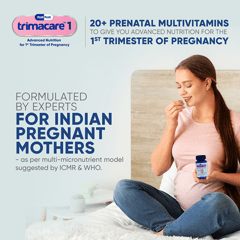 TRIMACARE™ 1 Prenatal Vitamins for Pregnancy with folic acid, DHA, Iron, Zinc, Vit A & Omega 3|First Trimester