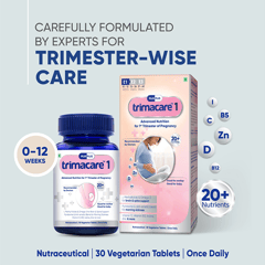 TRIMACARE™ 1 Prenatal Vitamins for Pregnancy with folic acid, DHA, Iron, Zinc, Vit A & Omega 3|First Trimester